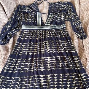 Plenty by Tracy Reese Navy and Cream Patterned Dress